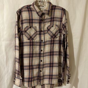 Vans Men’s Size Small Neutral Plaid Long Sleeve Casual Button Front Shirt